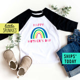 Rainbow for Mothers Day Toddler Mother's Day Raglan Shirt