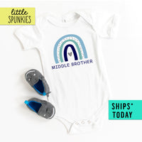 Blue Rainbow Middle Brother Cute Baby Onesie
