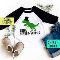 Ring Bearer Saurus Boy Wedding Dinosaur Raglan Shirt
