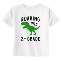 Roaring Into 2nd Grade Youth Back to School Second Grader Dino T-Shirt
