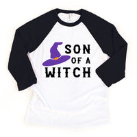 Son of a Witch Funny Toddler Youth Halloween Raglan Tee