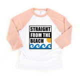 Straight From the Beach Summer Toddler Unisex Beach Baseball Raglan Tee