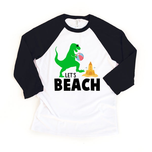 T-Rex Let's Beach Summer Toddler Unisex Beach Baseball Raglan Tee