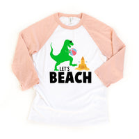 T-Rex Let's Beach Summer Toddler Unisex Beach Baseball Raglan Tee