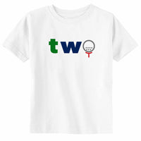 TWO with Golf Ball Fun Sports Toddler & Youth 2nd Birthday T-Shirt
