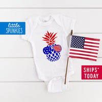 USA Pineapple Baby 4th of July Onesie