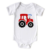 USA Tractor Baby 4th of July Onesie
