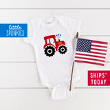 USA Tractor Baby 4th of July Onesie