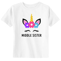 Unicorn Middle Sister Girl Toddler & Youth T-Shirt