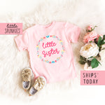Little Sister  Announcement Floral Girl Toddler & Youth T-Shirt