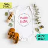 Middle Sister Announcement Floral Onesie