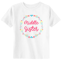 Middle Sister Announcement Floral Girl Toddler & Youth T-Shirt
