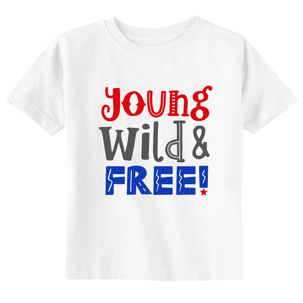 Young Wild & Free Toddler Youth 4th of July Shirt